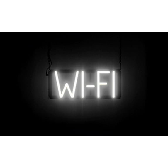SpellBrite WI-FI LED Sign for Business. 15.4" x 6.3" White WI-FI Sign Has Neon Sign Look With Energy Efficient LED Light Source. Visible from 500+ Feet, 8 Animation Settings.