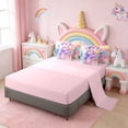 thumbnail image 3 of Erosebridal Watercolor Ink Graffiti 7-Piece Twin Bedding Sets,Cartoon Unicorn Colorful Flowers Bedding Comforter Set For Kids Girls,Reversible Pink, 3 of 7