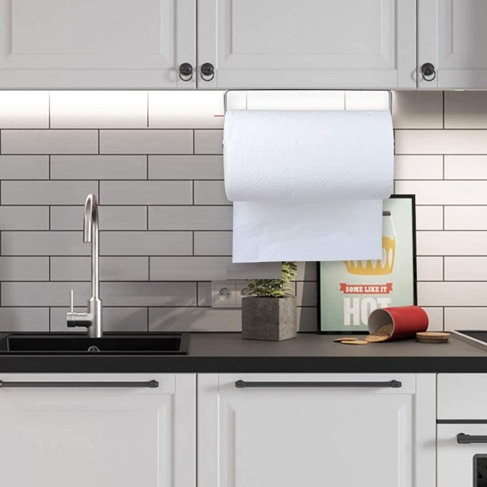 Under Cabinet Paper Towel Holder Wall Mount for Home Kitchen,Stainless Steel Large Rolls-Chrome