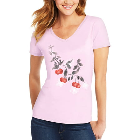 Women's Short-Sleeve V-Neck Graphic T-Shirt