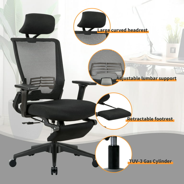 Upgraded High Back Ergonomic Office Chair with Footrest &Tiltable