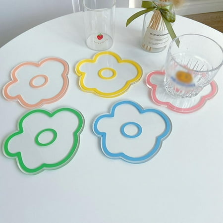 

New Korea Ins Clear Small Flower Acrylic Coaster Cup Pad
