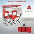 thumbnail image 3 of Costway Double Beach Chair with Adjustable Canopy Oversized Folding Camping Chair Red, 3 of 10