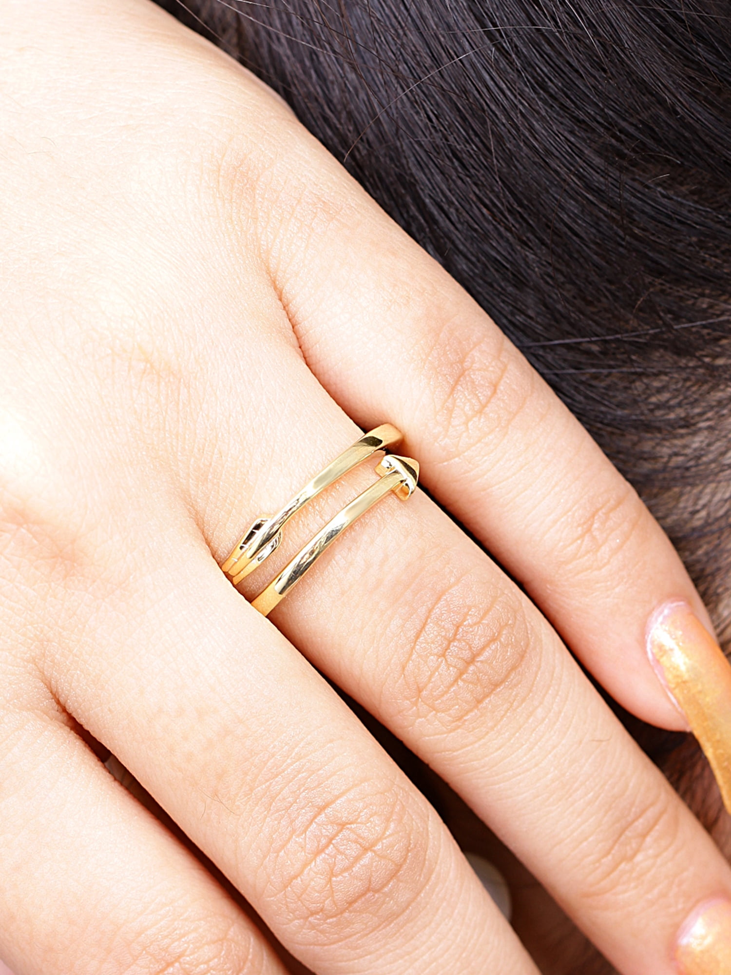 JewelersClub 14K Gold over Silver Arrow Friendship Ring for Women | Dainty 14k Gold over Silver Promise Ring For Women | Silver Open Band Cupid’s Arrow Ring For Women