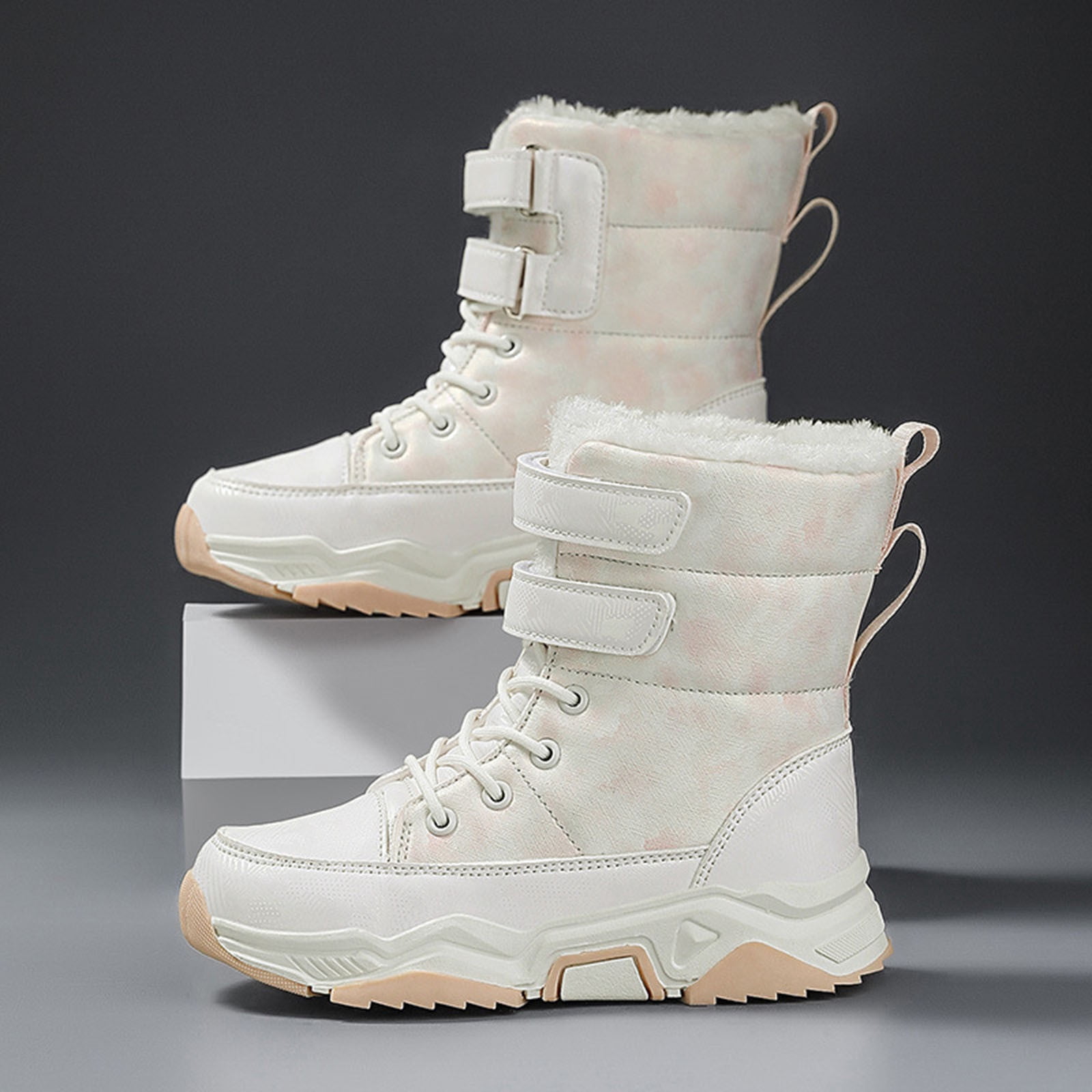 Zecgelong Fashion Autumn Children Girls Sports Shoes Flat Thick Bottom Non Easy To Wear PU Upper Comfortable Snow Boots Girls' Rain Bootsâ 6-7 Years