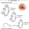 thumbnail image 2 of DESIGNICE 20G Horseshoe Nose Ring for Women Double Gem Horse Shoe Nose Ring Hoop 6Mm 7Mm 8Mm Surgical Steel Silver Cartilage Helix Tragus Earring Hoops Labret Lip Piercing Jewelry Small, 2 of 6