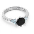 thumbnail image 3 of 2.15 Carat Round Cut Black Onyx & Aquamarine Gemstone Unique Engagement Ring for Women Solid 18K White Gold Size 5 by Diamond-Capitals, 3 of 7
