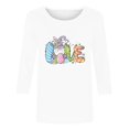 thumbnail image 4 of Xihbxyly Hauts Grande Taille pour Femmes Manches 3/4 T-shirt Imprimé Col Rond de Pâques Manches 3/4 Chandail Col Rond Cadeau de Vacances, 4 of 5