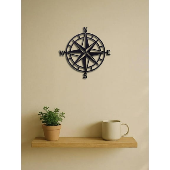 Nautical Compass Metal Wall Art - Ocean Theme Decor | Sailor Gift Idea
