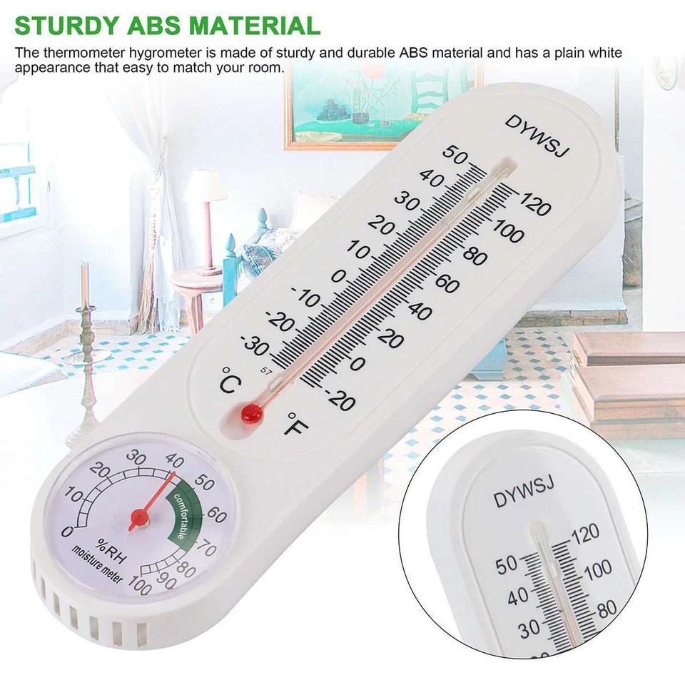 PURELY- 2Pcs Wall Thermometer Indoor Outdoor Mount Garden Greenhouse Home Humidity Meter