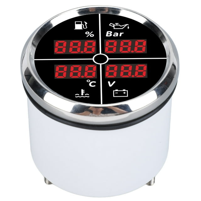 Boat 52mm 4 in 1 Multifunctional Digital Display Gauge Fuel Level Oil Pressure Water Temperature Voltmeter with Backlight