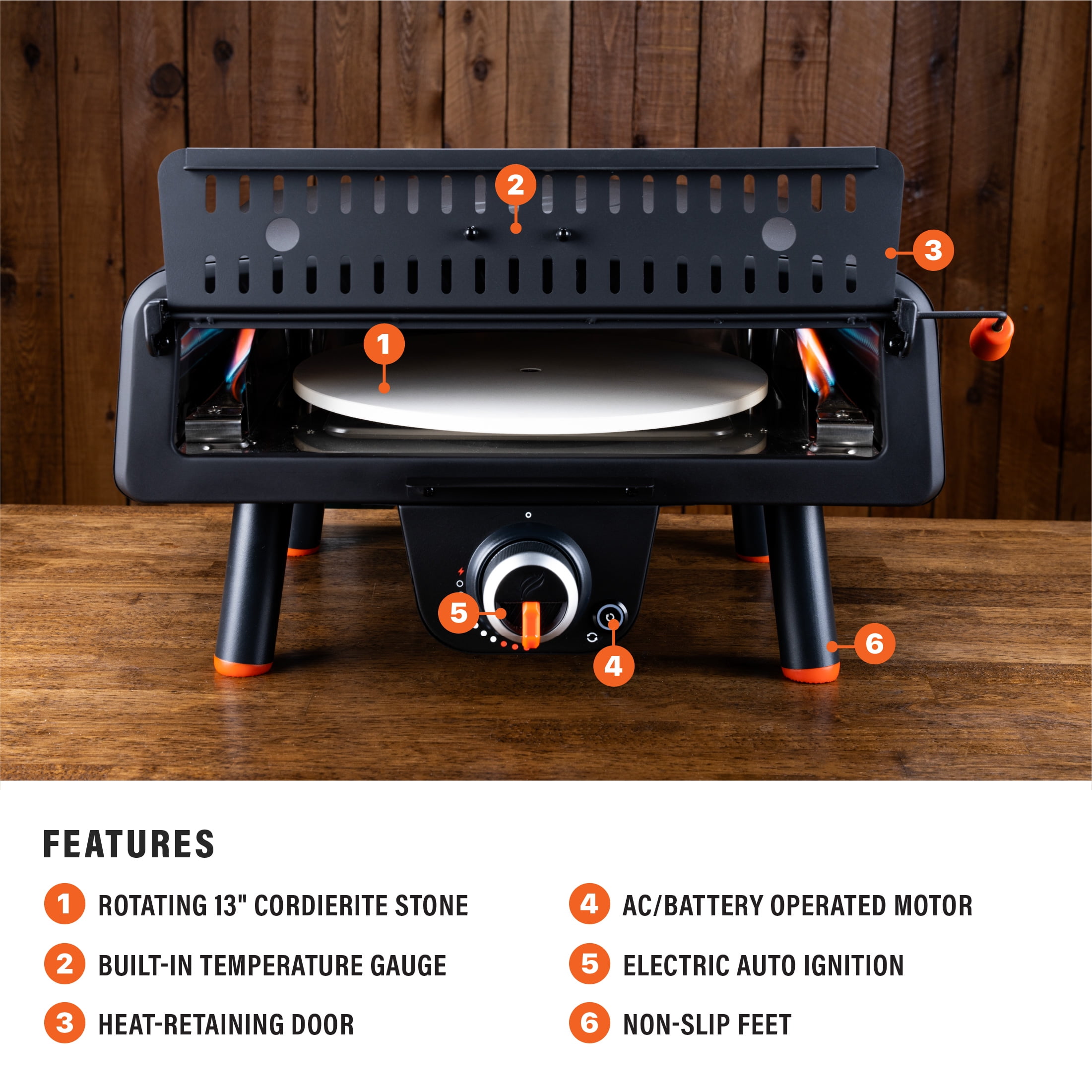 Blackstone Outdoor Tabletop Propane Pizza Oven with 13” Rotating Pizza Stone