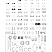 XBage Stud Earrings For Women, Multipack Cute Earrings For Sensitive Ears, Flower Butterfly Cz Hoop Dangle Earrings Set,Silver & Gold Tone[2390]