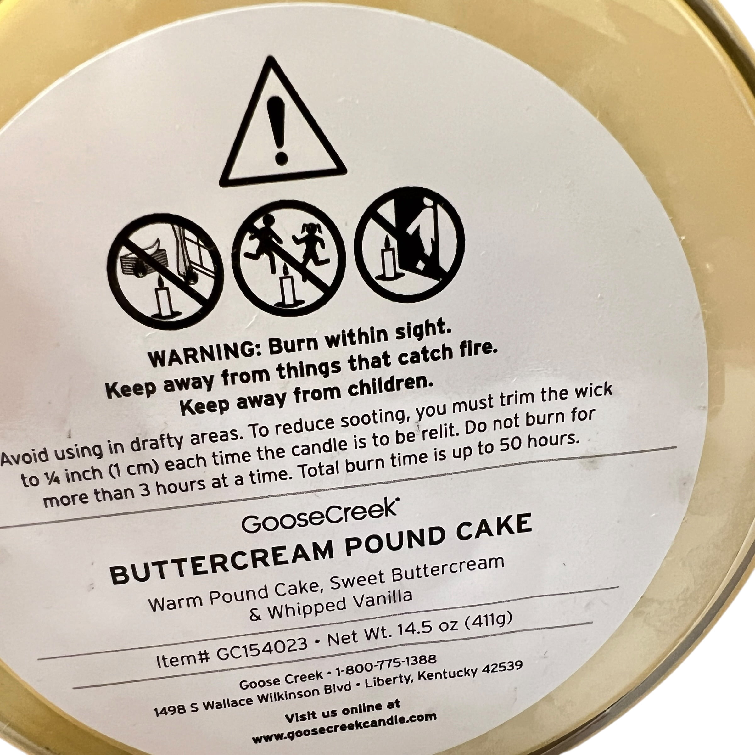 Goose Creek Buttercream Pound Cake Scented 3 Wick Candle 14.5 oz