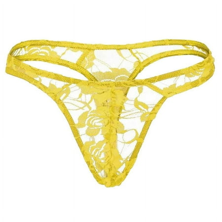 EOYWHK Mens Lace Underwear G-String Thong Semi Brief Seamless Comfy Breathable Loose Underwear Clearance