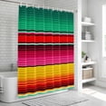 thumbnail image 6 of Mexican Style Bathroom Shower Curtains with 12 Hooks Waterproof Shower Curtain for Stalls and Bathtubs Colorful Mexico Stripes Green Red Pink Decorative Bathroom Privacy Curtain 60x72 Inches, 6 of 9