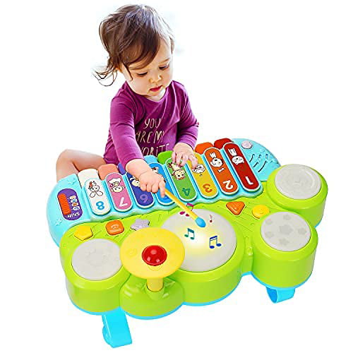 Musical Piano Mat Piano Keyboard Play mat Portable Electronic Educational Musical Blanket With 10 Flashing LED lights Speaker & Recording Function Gifts For Kids Toddler Girls Boys Christmas 