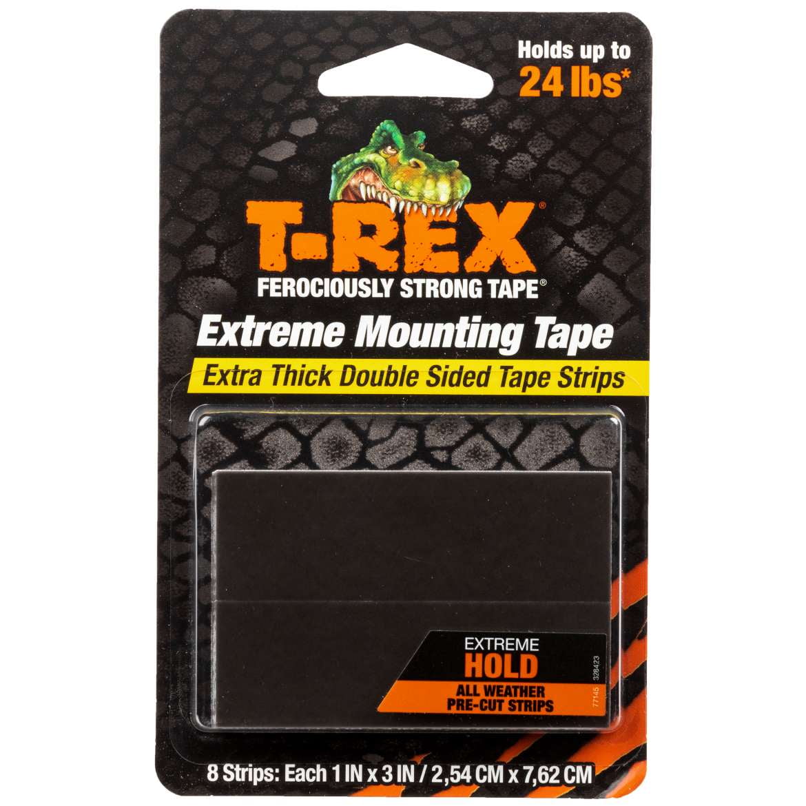 T-Rex Grilles T-Rex Extreme Hold Double-Sided Black Mounting Tape, 8 Strips: Each 1 in. x 3 in.