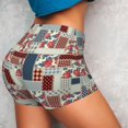 thumbnail image 4 of Honeii Patchwork In Country Style Print Women's Workout Shorts, Gym Shorts for Active Wear, Sports Shorts,Women's Running Shorts,Quick Dry Athletic Shorts-Large, 4 of 8
