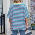 thumbnail image 4 of Afdoent Womens T Shirts Striped Color Block Oversized Short Sleeve T Shirt For Women Casual Summer Tee Top Tee Shirts For Women Comfortable, 4 of 5