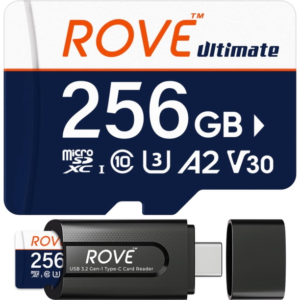 Tarjeta de memoria ROVE Ultimate microSDXC de 256 GB con USB 3.2 tipo C