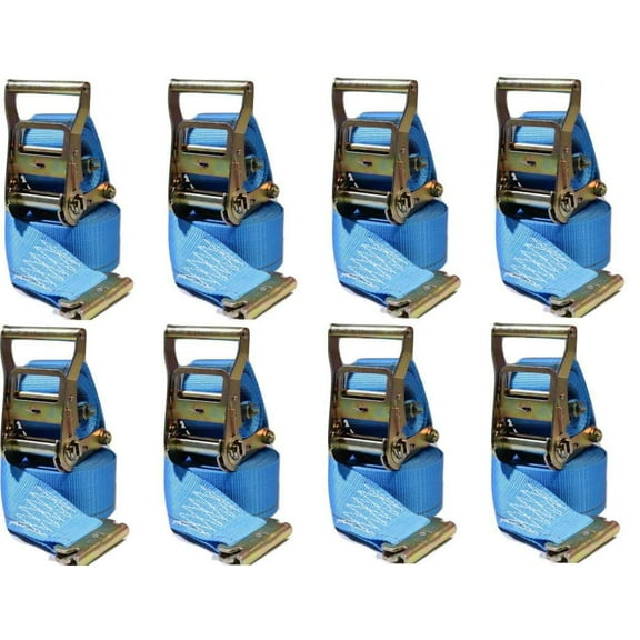 2 in x 20 Ft Van Ratchet Strap Logistic E-Track w/ Spring E 8 PACK | R20E