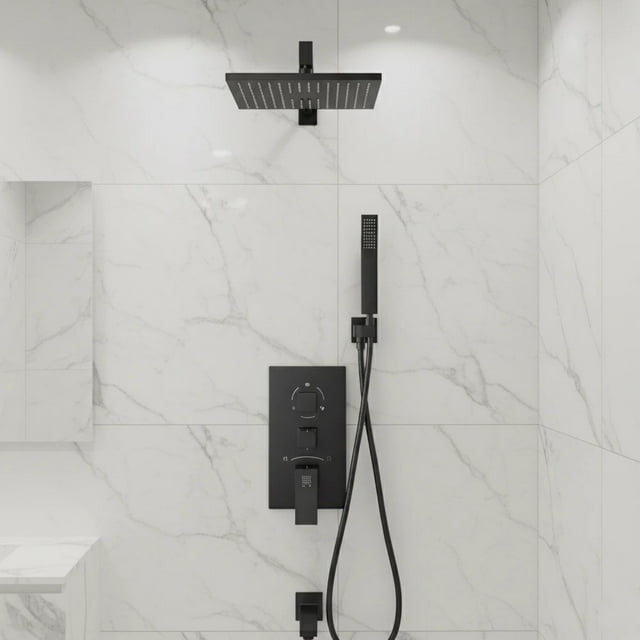 Panneau de Douche 3 Pcs avec DEL et Pomme de Douche de 12 Po
