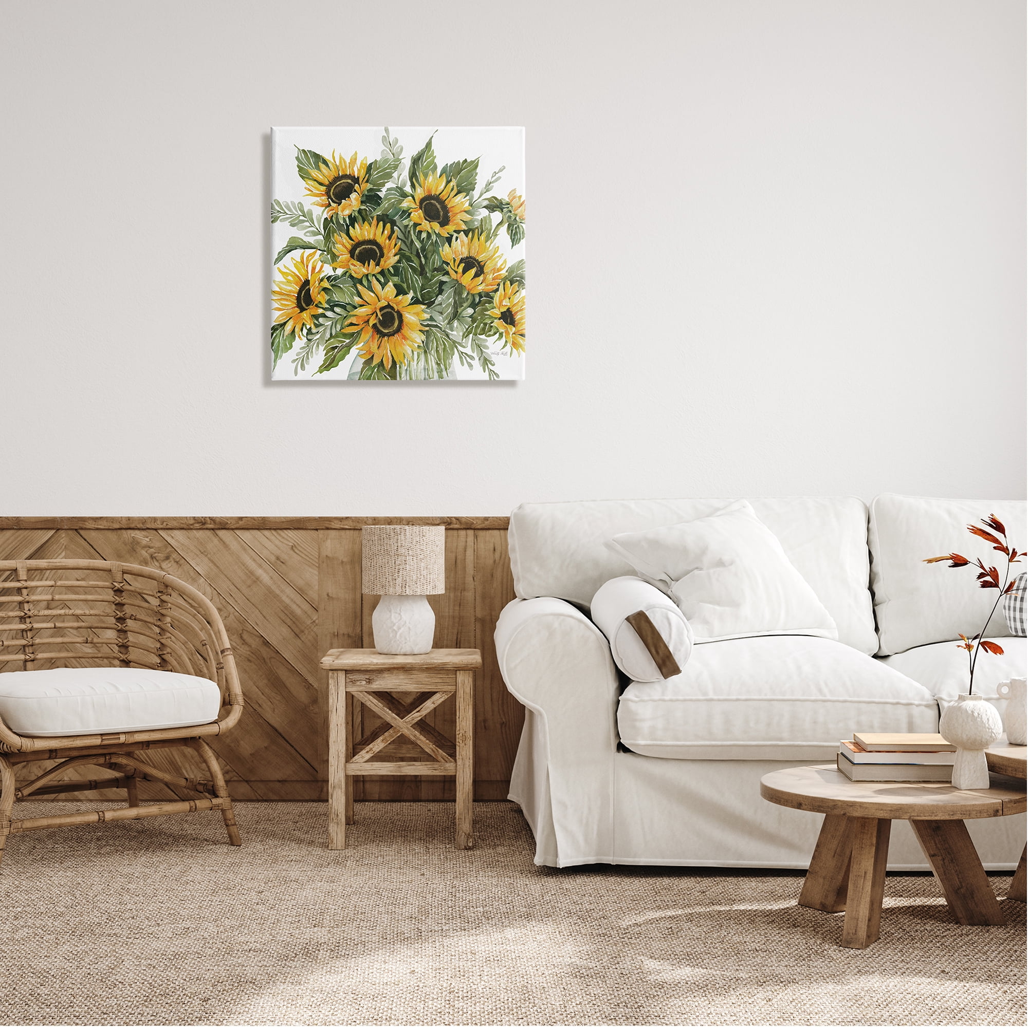 Stupell Industries Bold Sunflower Bunches Floral Country Blossom Bouquet Graphic Art Gallery Wrapped Canvas Print Wall Art, Design by Cindy Jacobs