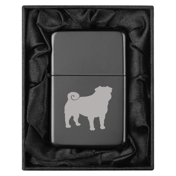 Lighter in Black Silk Lined Gift Box Pug (Black)