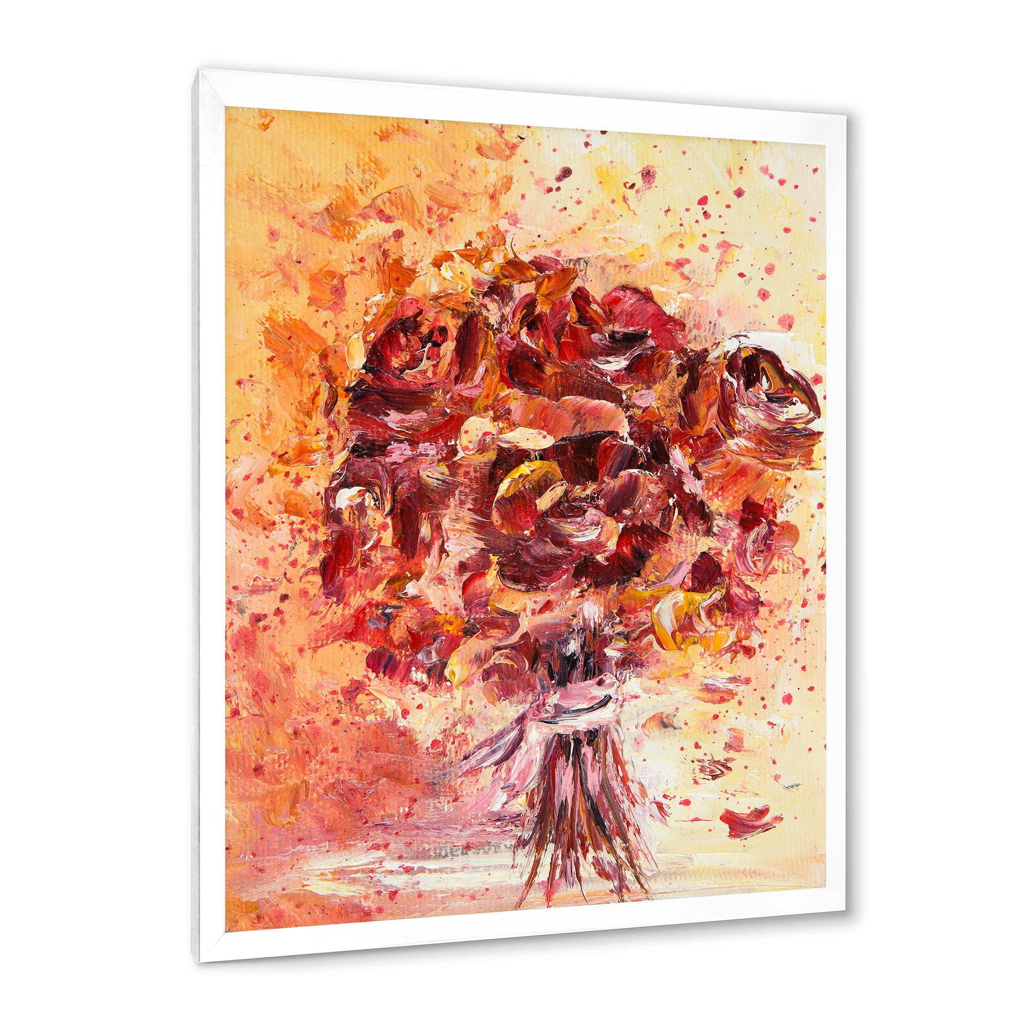Designart 'Ancient Red Fresh Flowers Bouquet' Traditional Framed Art Print