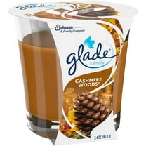 Glade Scented Candle Jar, Cashmere Woods, Fragrance Infused with Essential Oils, 3.4 oz