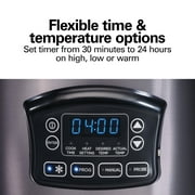 Hamilton Beach 6 Qt Programmable Slow Cooker, Defrost Function, Temperature Probe, Stoneware Crock with Removable Pot, Black