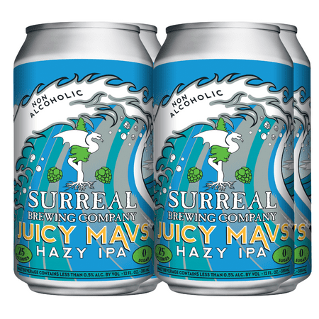 Surreal Brewing Juicy Mavs Hazy IPA Non-Alcoholic Beer, 4pk 12 fl oz Cans