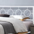 thumbnail image 4 of White King Size Metal Bed Frame with Platform Design, Decorative Circular Headboard and Footboard, No Box Spring Needed, Noise-Free, Easy Assembly, Ideal for Bedroom Décor, 4 of 8