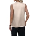 thumbnail image 4 of Women's Silk Satin Camisole Tank Tops V Neck Pleated Dressy Casual Sleeveless Blouses Summer Business Work Shirts Beige S, 4 of 6
