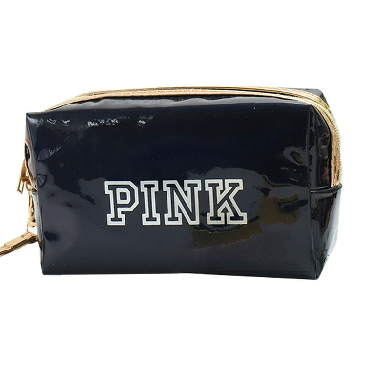 Makeup Bags with Zipper Travel Cosmetic Bags Iridescent Makeup Pouches with  Wrist Loop - black