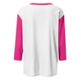 thumbnail image 4 of Summer Women Shirt Women's Fashion Casual Round Neck 3/4 Sleeve Color Block Button T-shirt Top, 4 of 6