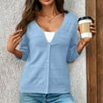thumbnail image 4 of idosla Women's Lightweight Cardigans Casual Long Sleeve V-Neck Button Print Shrugs Sweaters Open Front Outerwear (Light Blue, L), 4 of 7