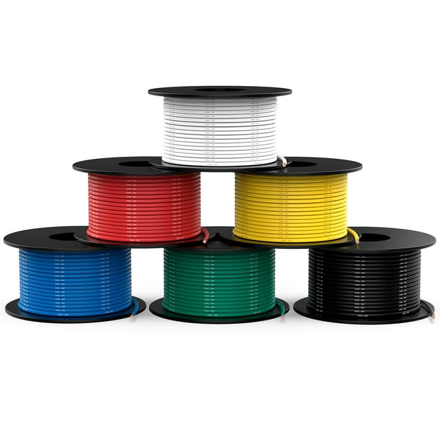 Cable NAOEVO, calibre 24, 91 m, 6 colores, 15 m cada bobina de silicona