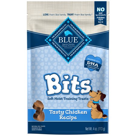 Blue Buffalo Bits Soft-Moist Training Dog Treats, Chicken Recipe, 4-oz (Best Dog Training Treat Bag)