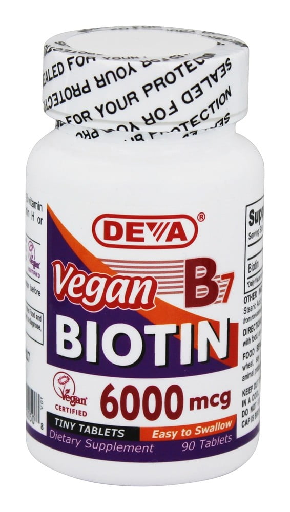 Deva Nutrition Vegan Vitamin B7 Biotin 6000 mcg. 90 Tablets