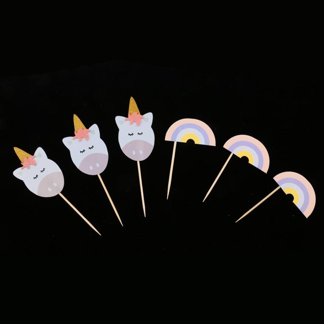 12 Piezas Set Cartoon Unicorn Cupcake Picks Rainbow Cake Topper Cake Decoration Soledad Cupcake Unicorn Picks Decor