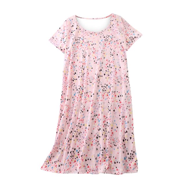 Sakmal Robe de Nuit Moo Moo pour Femmes Grande Taille Rose Longue Confortable Robe de Maison Imprimée à Manches Courtes Robes de Nuit pour Femmes