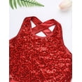 thumbnail image 7 of Oyolan Kids Girls Sleeveless Shiny Sequins Gymnastics Unitards Skirted Leotard Ballet Dress Red 14, 7 of 7