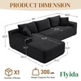 thumbnail image 2 of Aukfa 95" Modular Cloud Sectional Sofa, L-Shaped Couch with Left Facing Chaise, No Assembly Required Corduroy Deep Seat Sleeper Sofa for Living Room, Apartment, Black, 2 of 8
