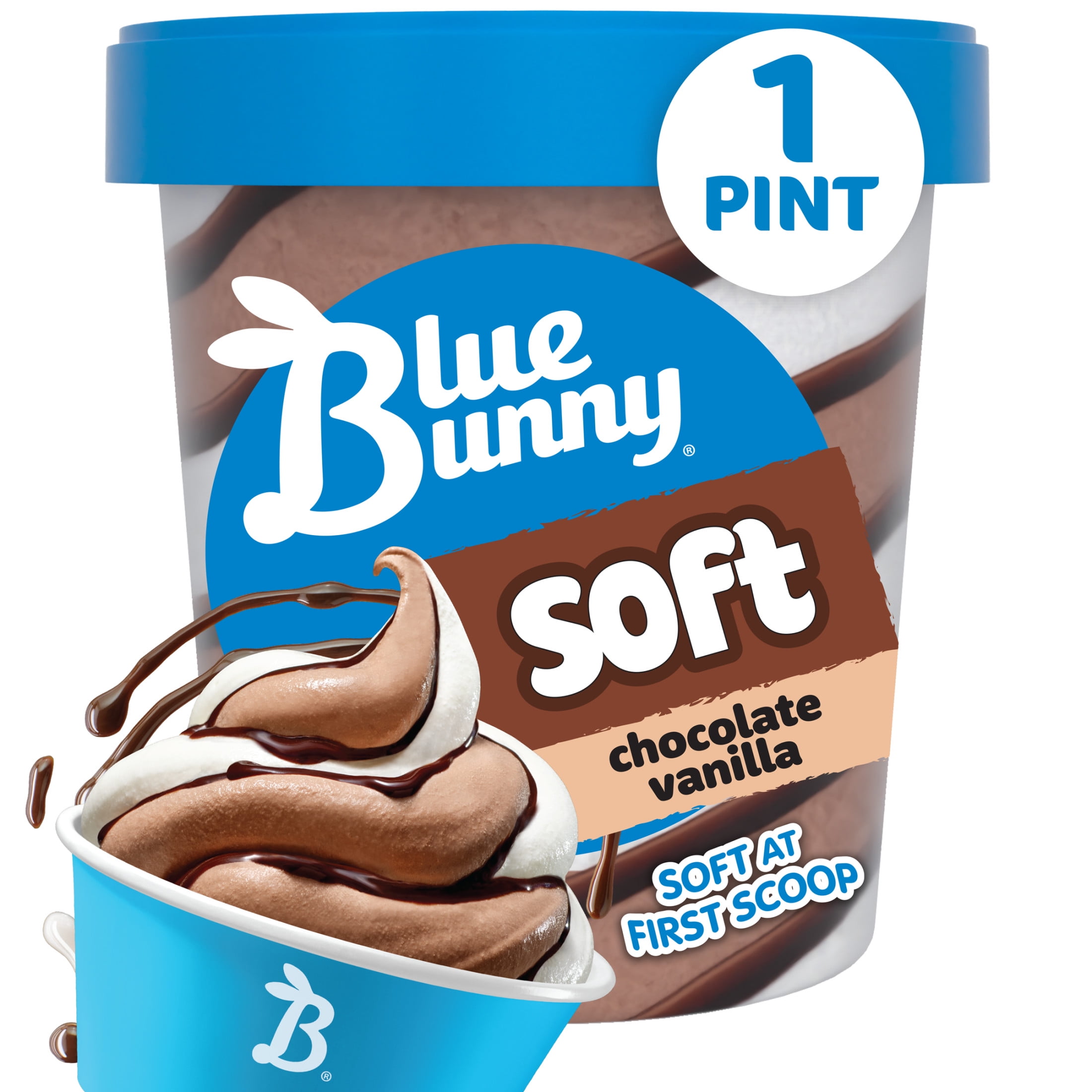 Blue Bunny Soft Chocolate Vanilla Frozen Dessert, 16 fl oz Pint