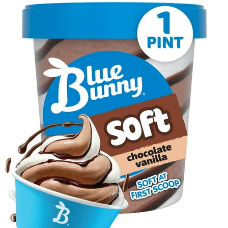 Blue Bunny Soft Chocolate Vanilla Frozen Dessert, 16 fl oz Pint