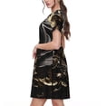 thumbnail image 2 of Balery Gold Rose Skull Vestidos sueltos de manga corta para mujer, vestidos de verano 2025, vestidos casuales de corte A con vuelo., 2 of 6