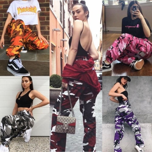 High waisted camo trousers hot sale