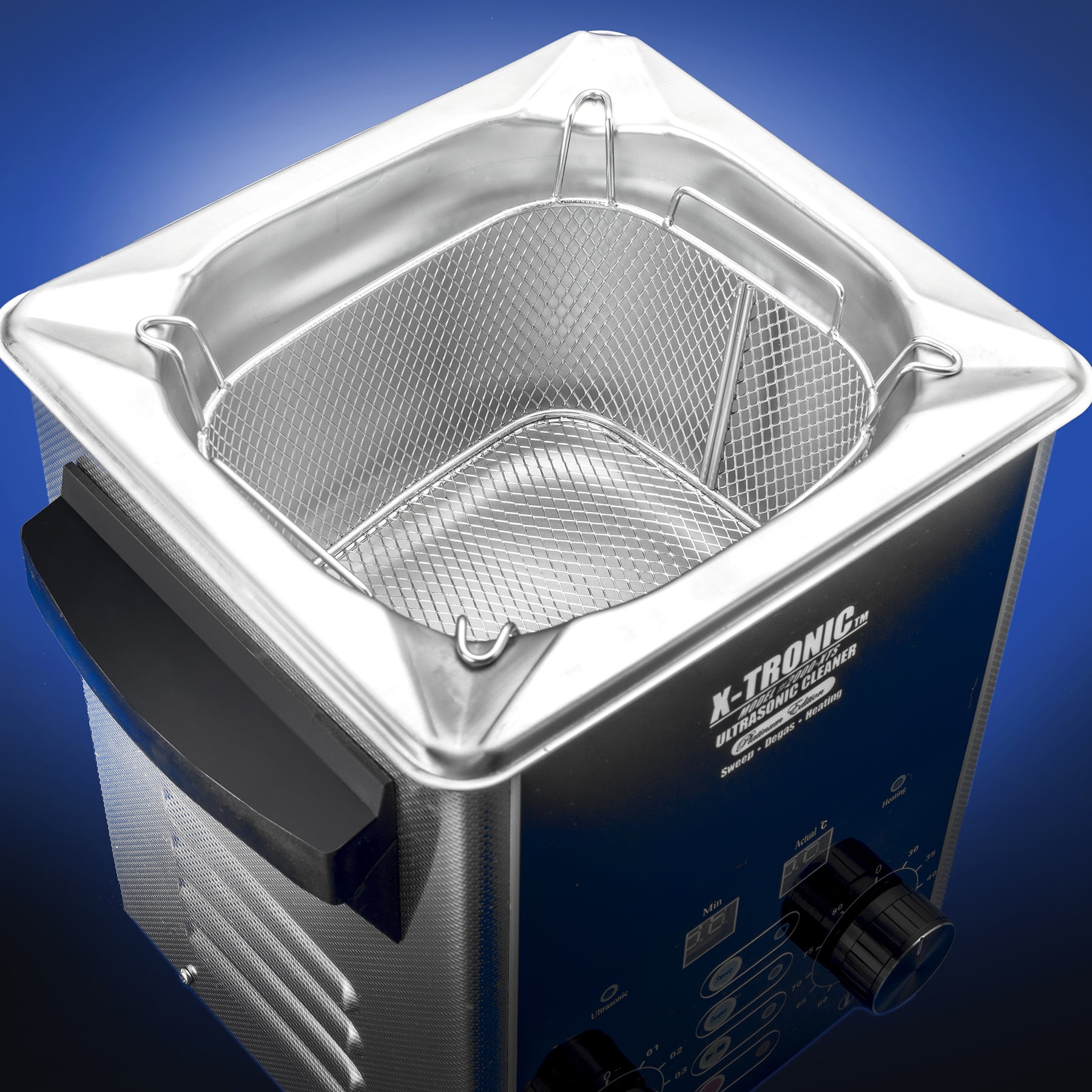 X-Tronic 2000-XTS 2L Stainless Steel Ultrasonic Cleaner with Sweep & Degas, Time/Temp Display & Accessories